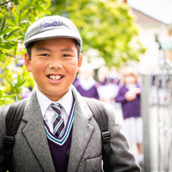 School boy wearing his uniform